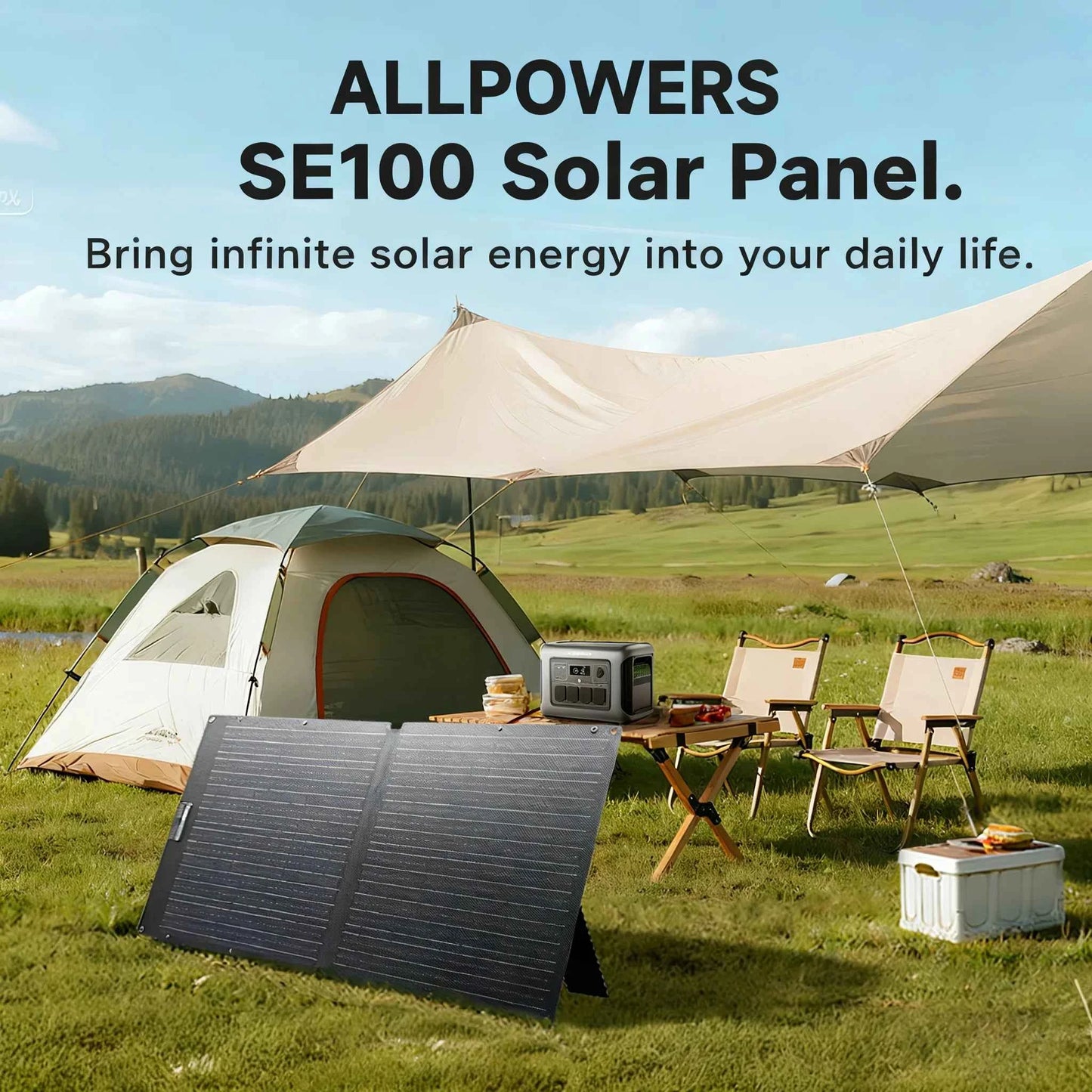 ALLPOWERS SE100 100W Solar Panel 100W/200W IP68 Waterproof Monocrystalline Foldable Solar Panel for Power Station Outdoor
