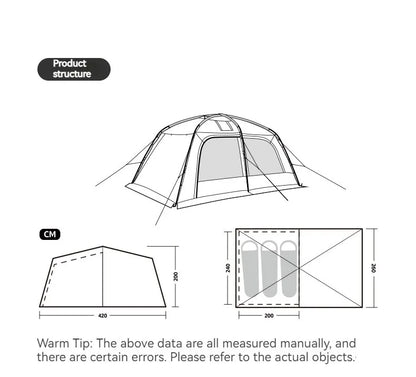 Naturehike Dunes 10.9 Camping Tent 6 People 4 Seasons Dome Extended Canopy Outdoor Waterproof Large  Tent With Chimney Hole