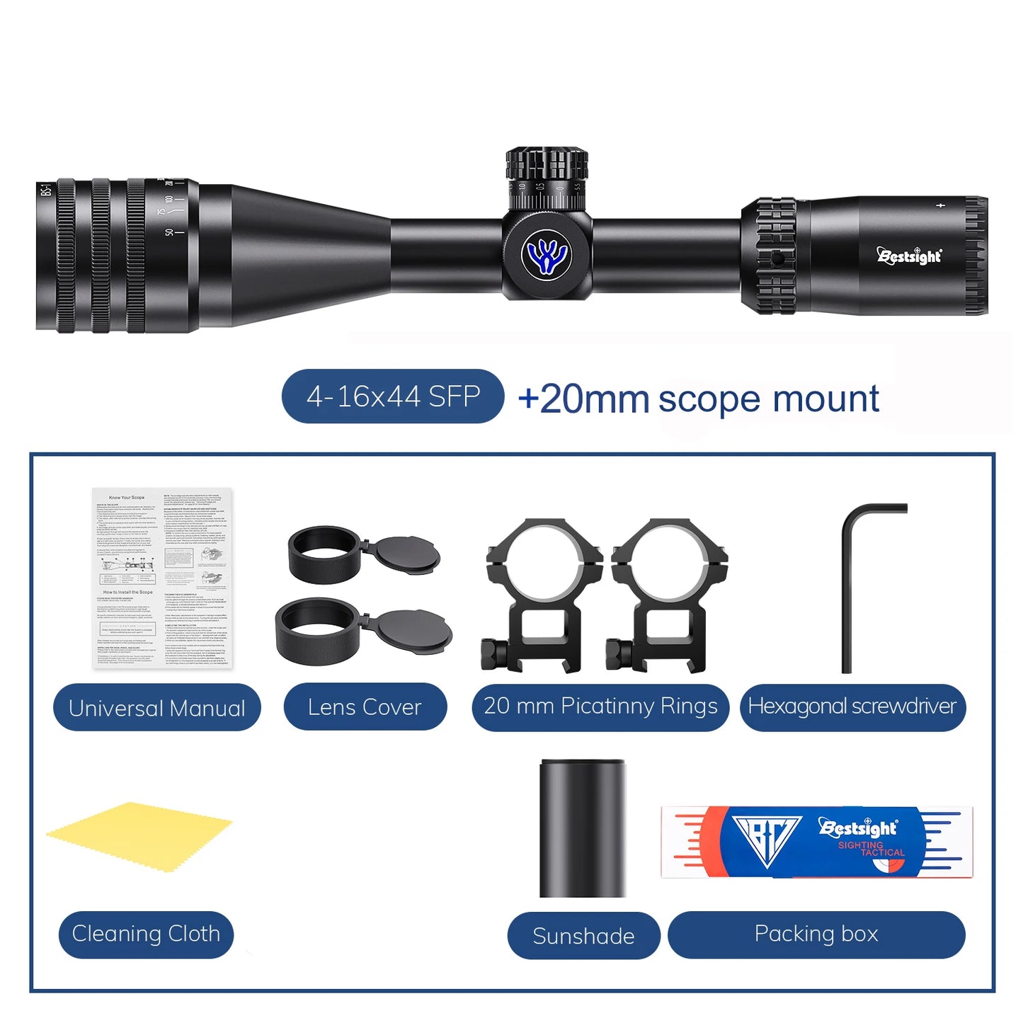 Tactical 4-16x44 AOE Riflescope Hunting Scopes Tactical  Red Green Illuminated Sight Sniper