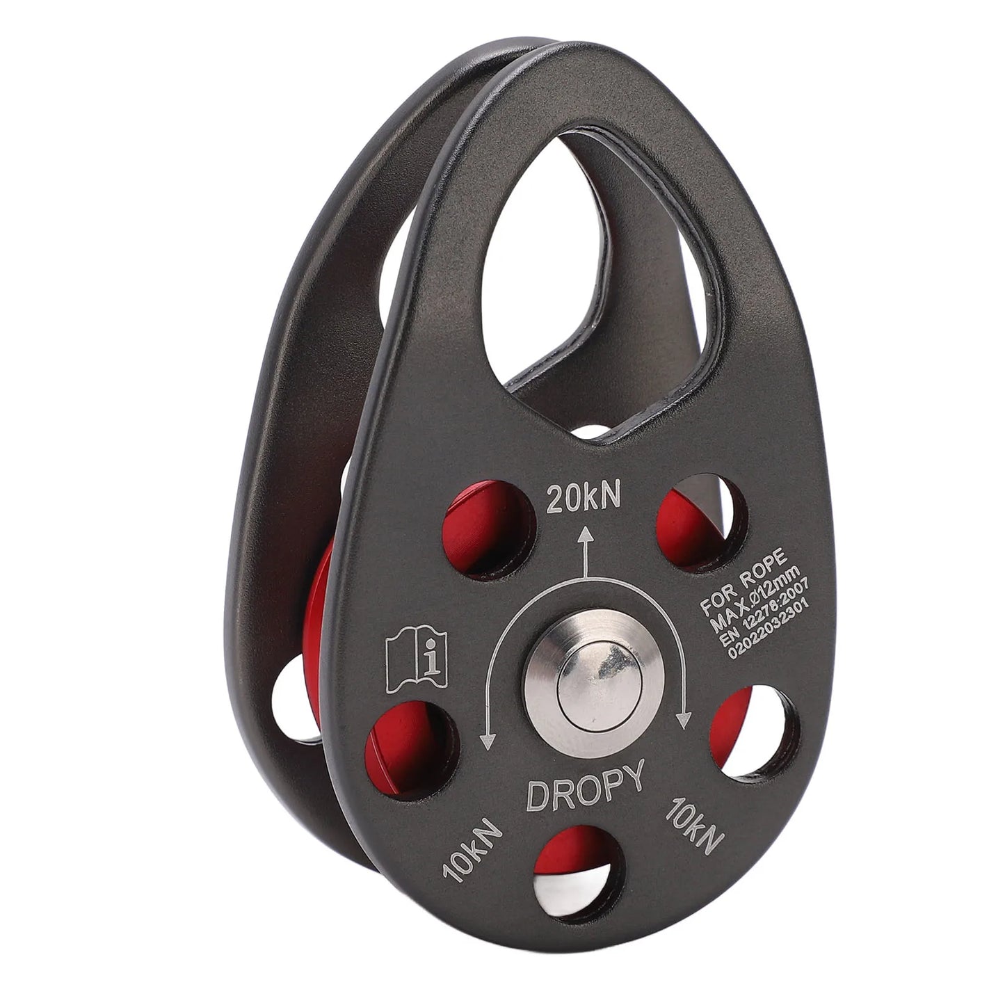 Portable Climbing Pulley Aluminum Alloy Single Fixed Swing Pulley 20KN Large Load Bearing Ascender For Rock Climbing