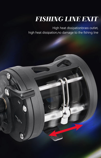 BILLINGS Trolling Drum Fishing Reels 33LB Max Drag 3.8:1 Gear Ratio High Toughness Body