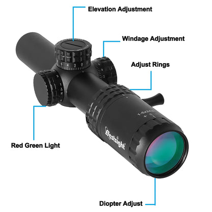 1-5X24 Tactical Optical Scope Red and Green Illuminated