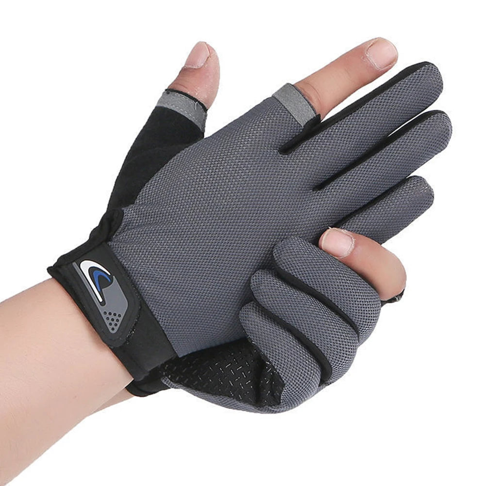1 Pair Protective Fishing Gloves 2 Cut Fingers Fingerless Glove Men Women Anti-slip Fishing Wear Pesca Fitness Cycling Glove