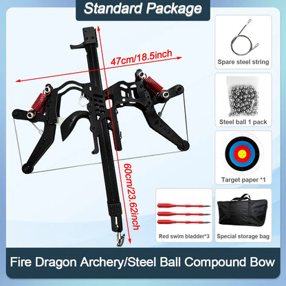 Fire Dragon Dual-Use Compound Bow with Fishing Reel and Sight-Fast Shooting Speed, Ultra-Stable for Hunting, Fishing and Archery