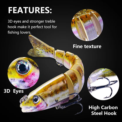 12pcs 12.8cm 18g Fishing Wobbler Lifelike 8 Segment Swimbait Crankbait Slow Sinnking Isca Artificial Lure Fishing Tackle