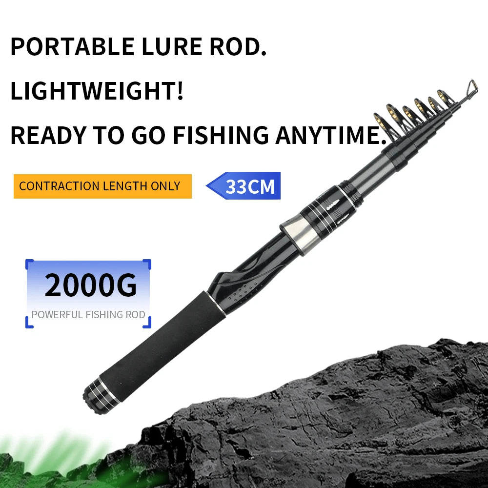 1.5/1.8/2.1/2.4M Fishing Rod Reel Set Ultra Light Carbon Fiber Rod and 5.2:1 Gear Ratio Reel Travel Sea Freshwater Fishing Set