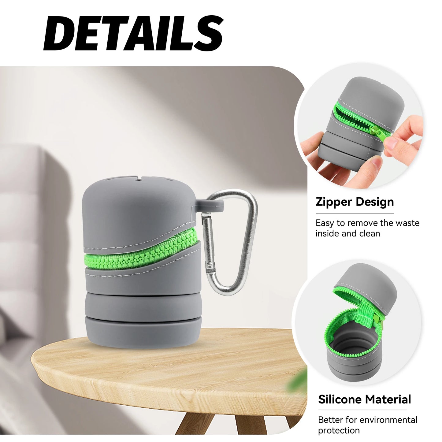Fly Fishing Box Foldable Silicone Boxes With Zipper Portable Multifunctional Trash Can With Carabiner Clips Fishing Accessories