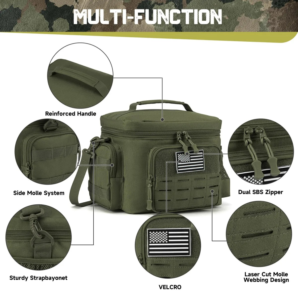 Tactical Lunch Box for Men Outdoor Heavy Duty Lunch Bag Work Leakproof Insulated Durable