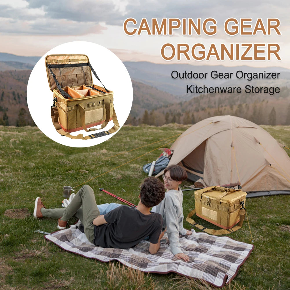 30L Camping Cooking Utensil Organizer Large Capacity Car Trunk Storage Bag Detachable Multifunctional Camping Stove Storage Case