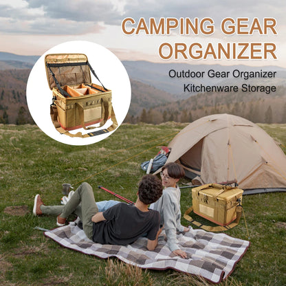 30L Camping Cooking Utensil Organizer Large Capacity Car Trunk Storage Bag Detachable Multifunctional Camping Stove Storage Case