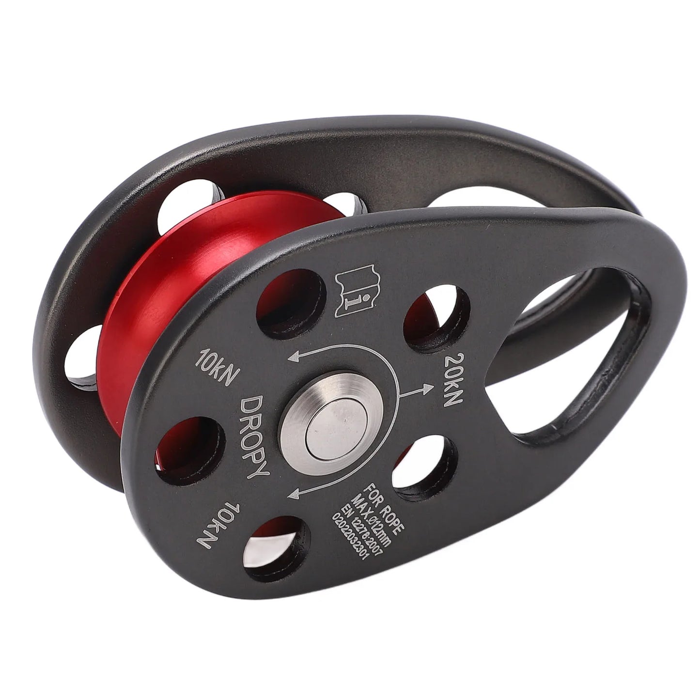 Portable Climbing Pulley Aluminum Alloy Single Fixed Swing Pulley 20KN Large Load Bearing Ascender For Rock Climbing