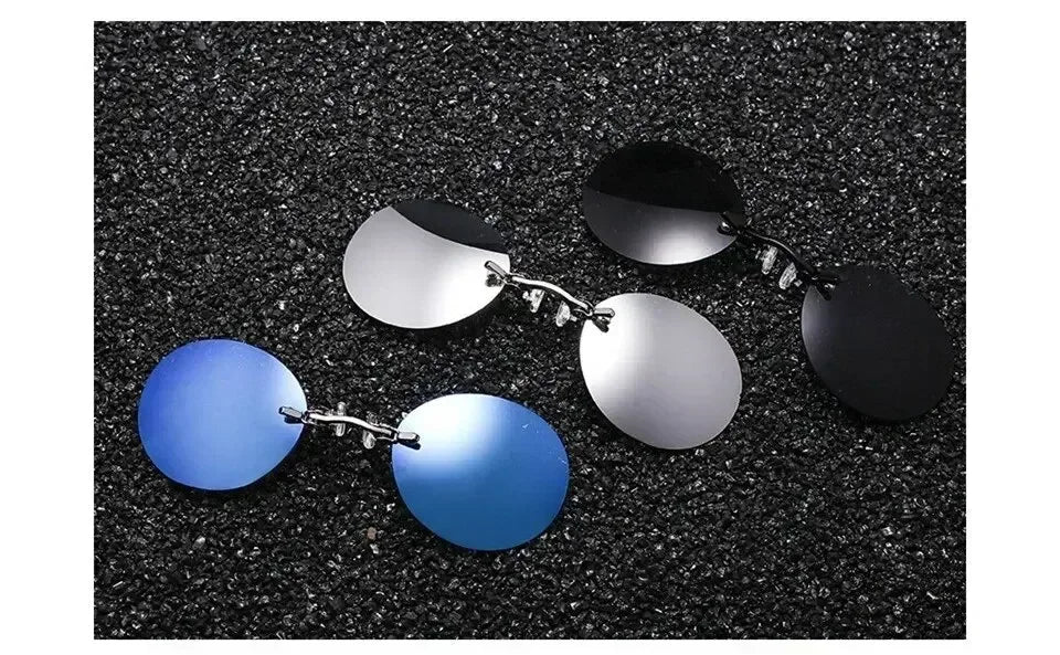1-2PCS Clip On Nose Glasses Round Rimless Matrix Morpheus Sunglasses
