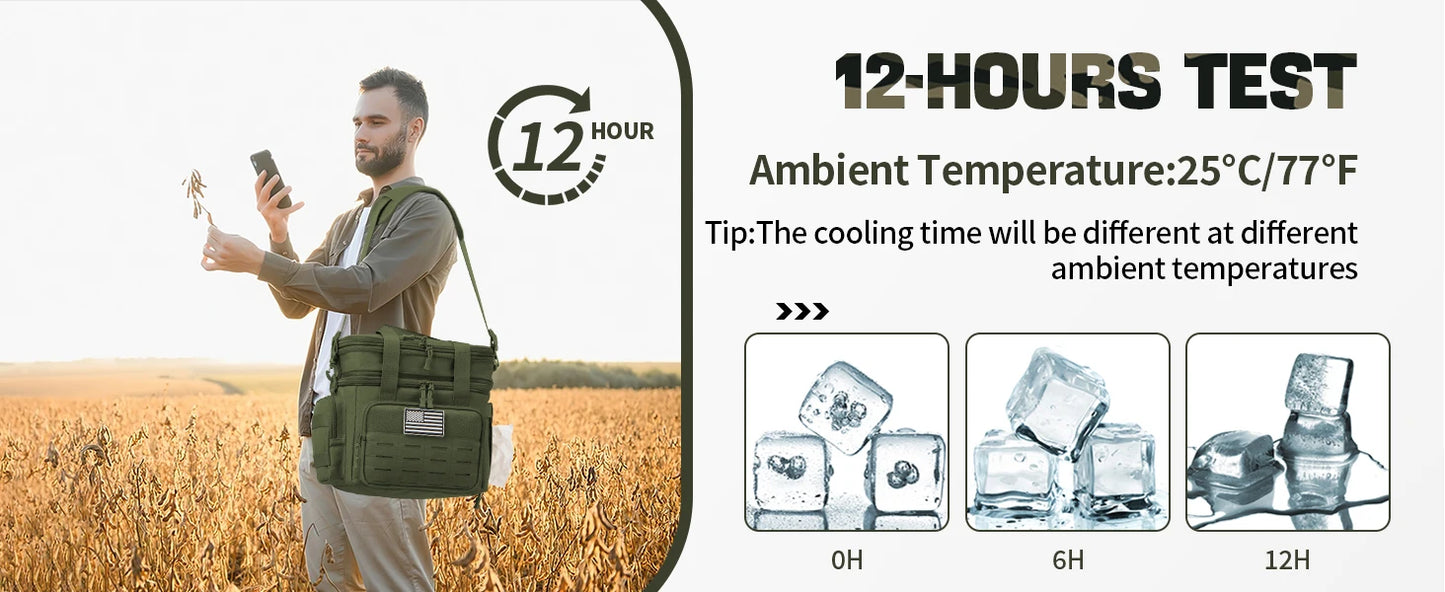 Tactical Lunch Box Expandable Heavy Duty Tactical Leak Proof Insulated Cooler Bag For Outdoor Activities Camping MOLLE Webbing