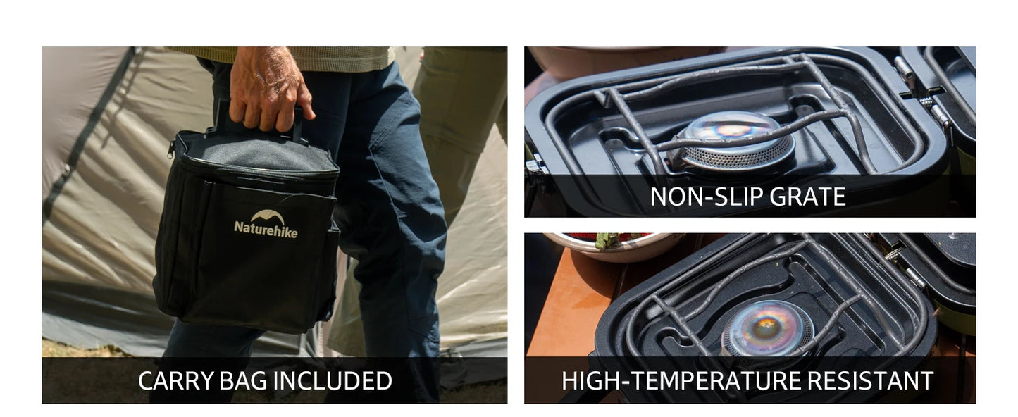 Naturehike 2 Burner Folding Camping Stove Portable Propane Gas Stove with Carry Bag 16000 BTU