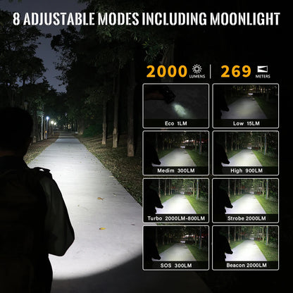 Sofirn SP31 V3.0 Powerful Tactical Flashlight SST40/519A 2000lm 18650 LED Torch USB C Rechargeable Light Lamp with Dual Switch