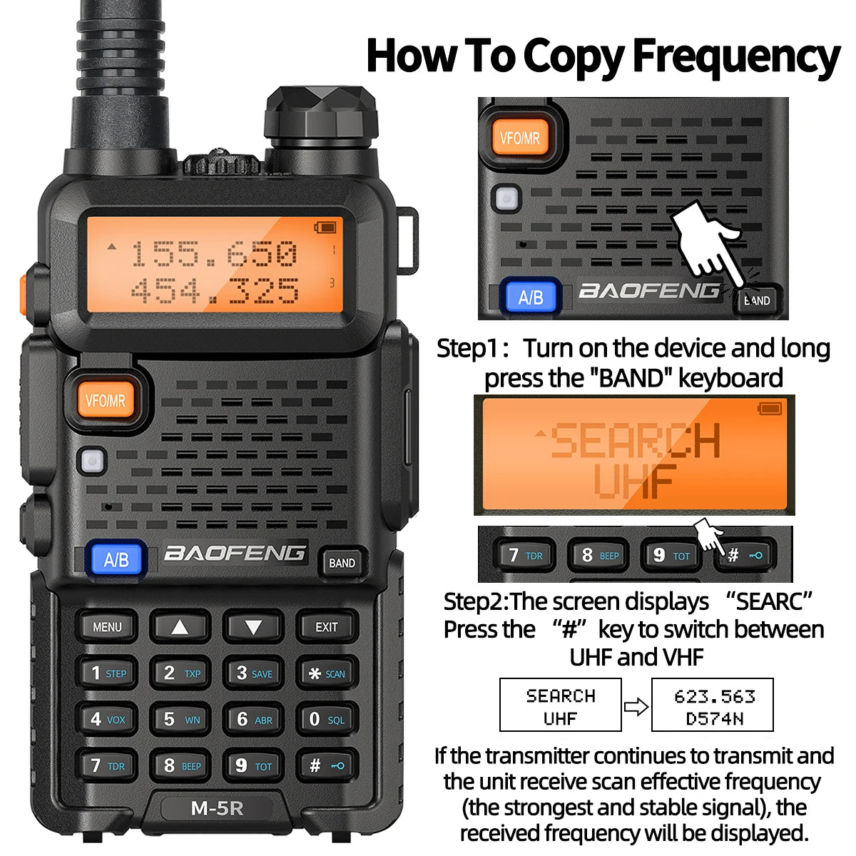 1/2PCS Baofeng M-5R 8W Walkie Talkie Multi Band Type-C Wireless Copy Frequency AM Long Range For UV-5R Two Way Ham Radio