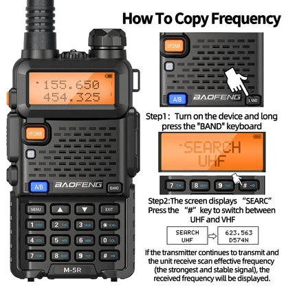 1/2PCS Baofeng M-5R 8W Walkie Talkie Multi Band Type-C Wireless Copy Frequency AM Long Range For UV-5R Two Way Ham Radio