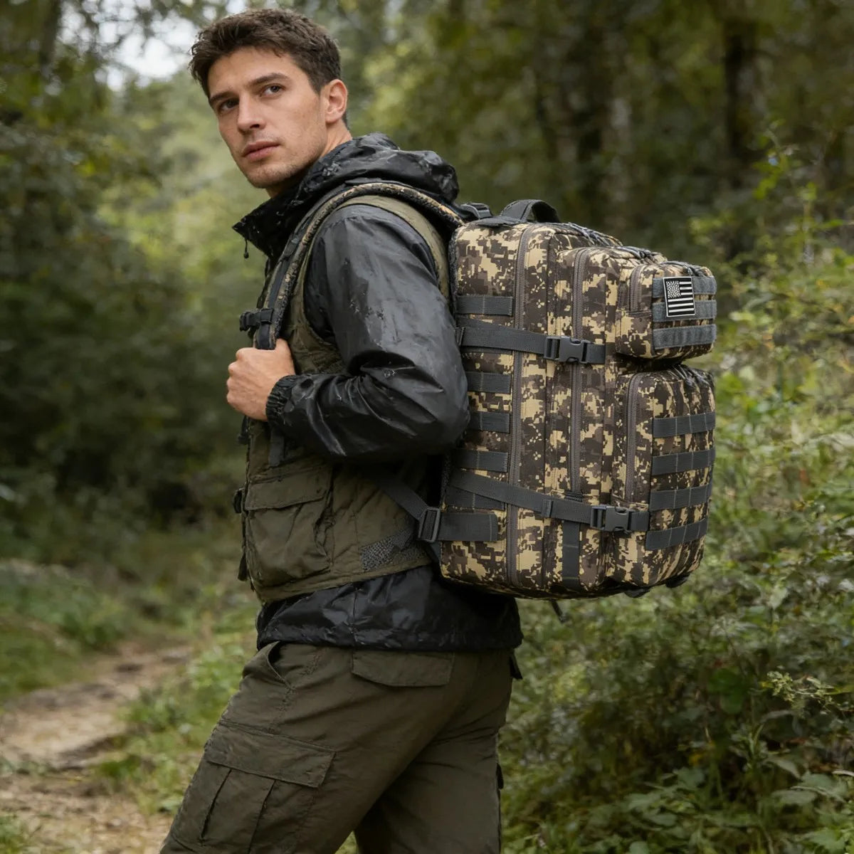 45L Tactical Fishing Backpack Large 3 Day Outdoor Rucksack Hiking