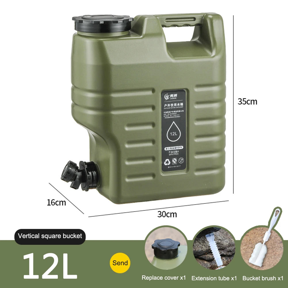 10/11/12L Drinking Water Container with Spigot Leakproof Camping Water Tank Large Capacity