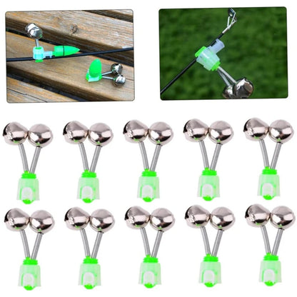 10-1PC Fishing Bite Alarms Fishing Rod Bells Tip Clip Bells Ring Green ABS