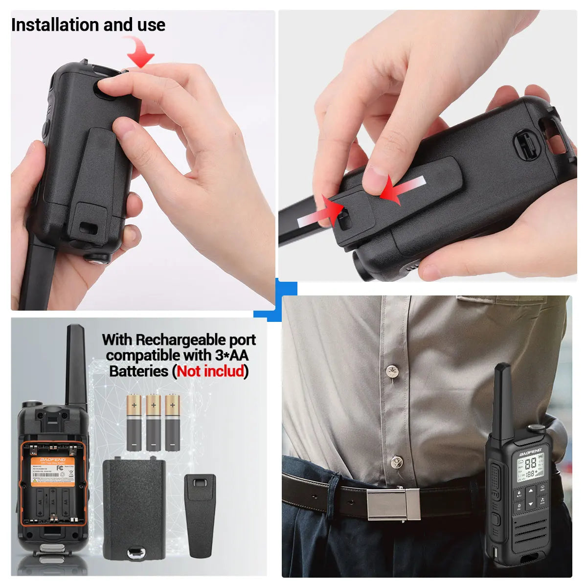 2PCS Baofeng F22 PMR 446MHz Mini Walkie Talkie Waterproof Type-C Licence-free NOAA Flashlight