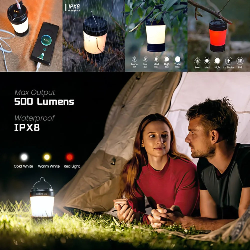 Sofirn LT1S Camping Light USB C 21700 Rechargeable  Lantern 2700K-6500K