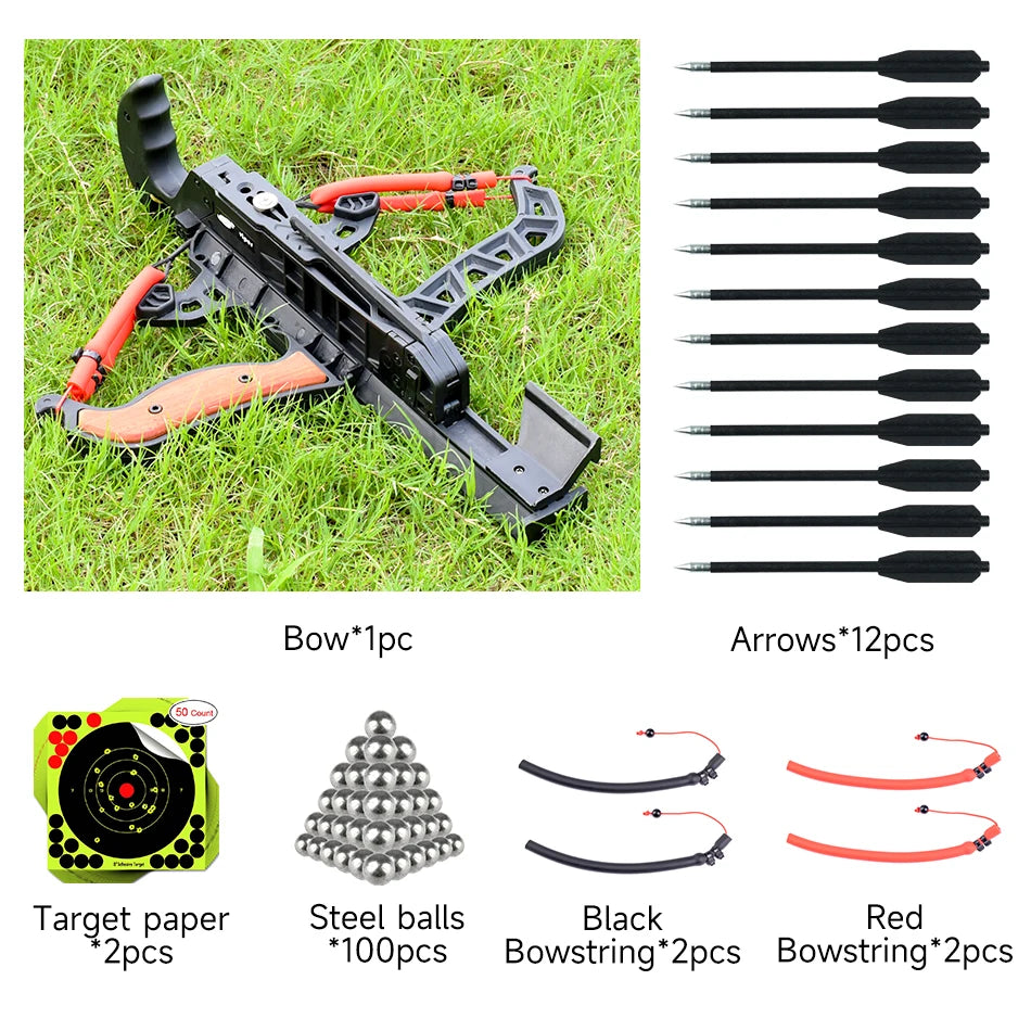 7-shot Archery and Steel Ball Dual-purpose Bow Elastic Shooting  Outdoor Hunting Shooting