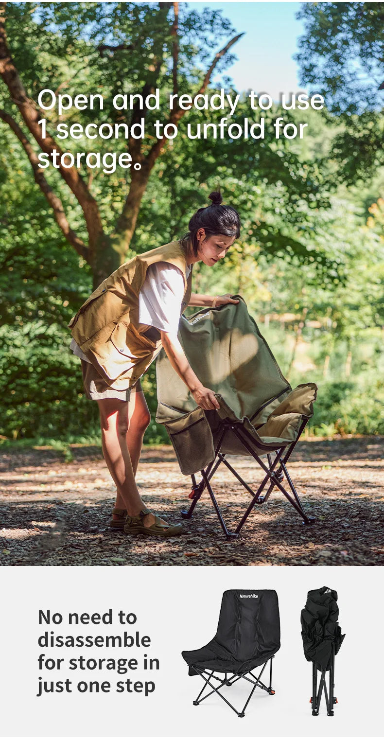 Naturehike Sea Star Recliner Outdoor Folding High Back Moon Chair 2-Position Adjustable Portable