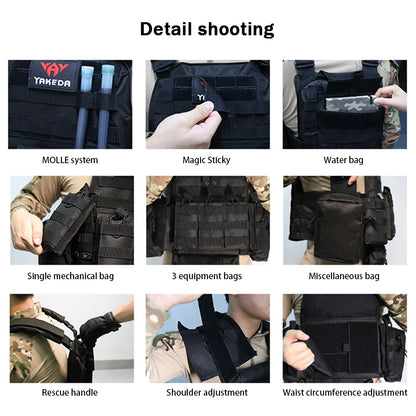 YAKEDA   Five piece equipment bag training vest, detachable and expandable, waterproof, wear-resistant and tear resistant