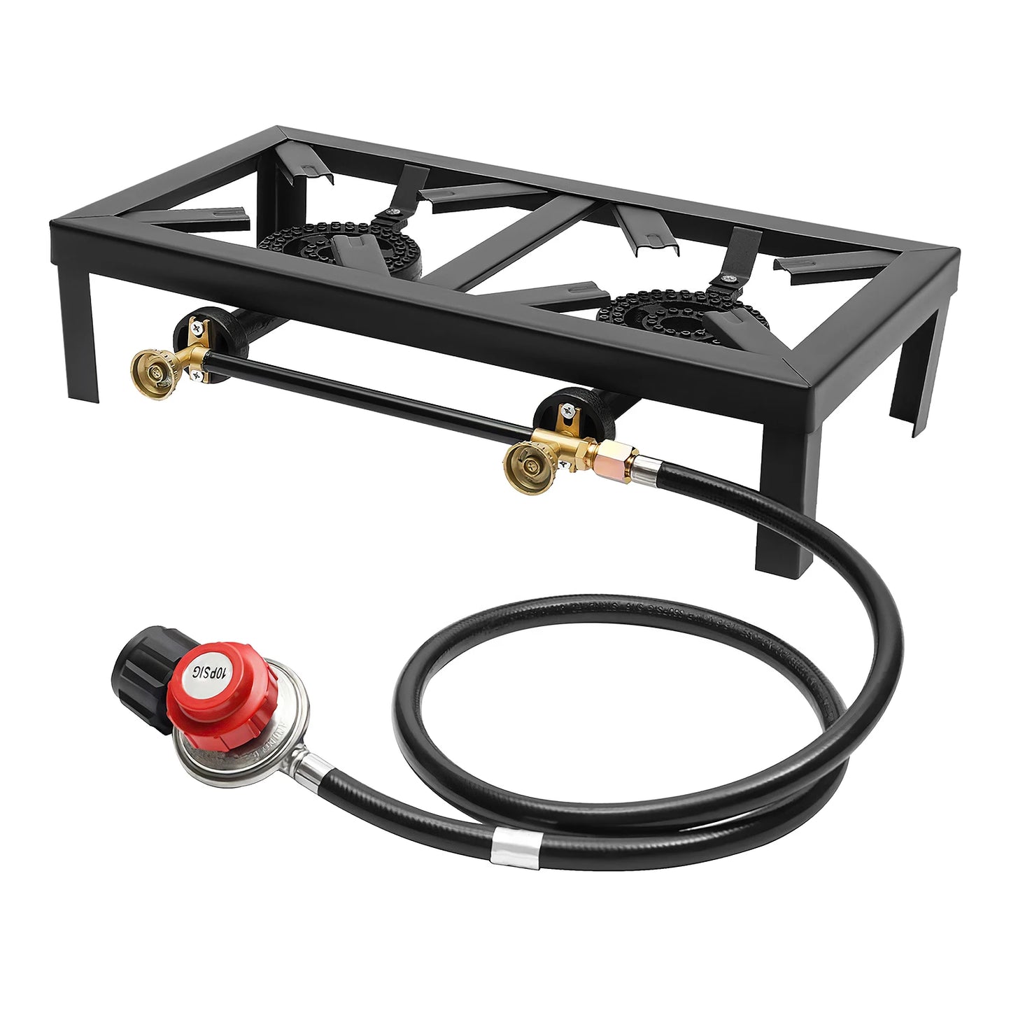 Portable 1/2 Burner Outdoor Gas Stove Propane Cooker with Adjustable 0-10Psi Regulator Hose for Patio Camping, BBQ