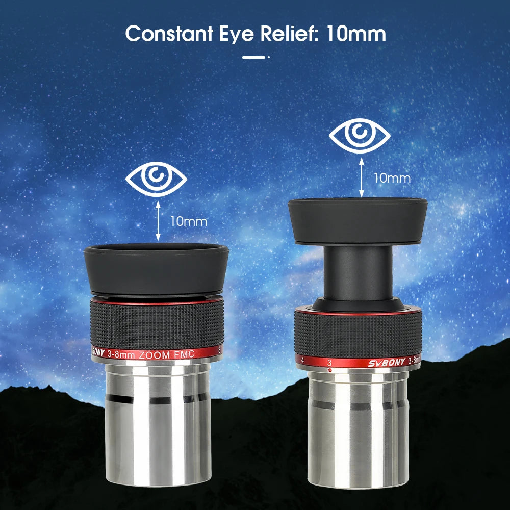 Svbony SV215 Zoom Eyepiece,1.25 Inch 3-8mm,with Parfocal Design,Telescope Accessory