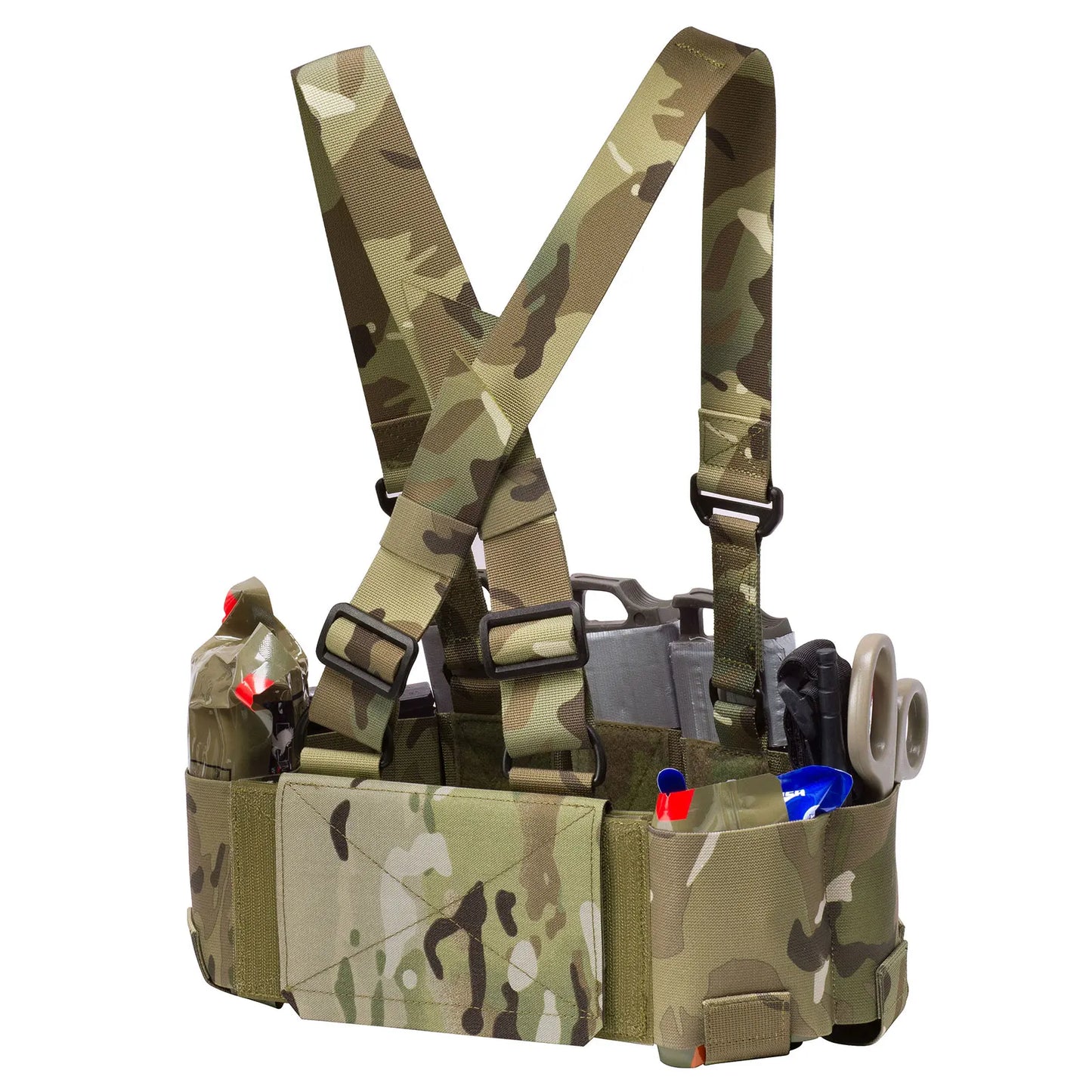 KRYDEX Tactical Ready Chest Rig Low Vis Lightweight Concealed Carry Chest Rig Vest With Elastic 5.56 Magazine Radio Pouch