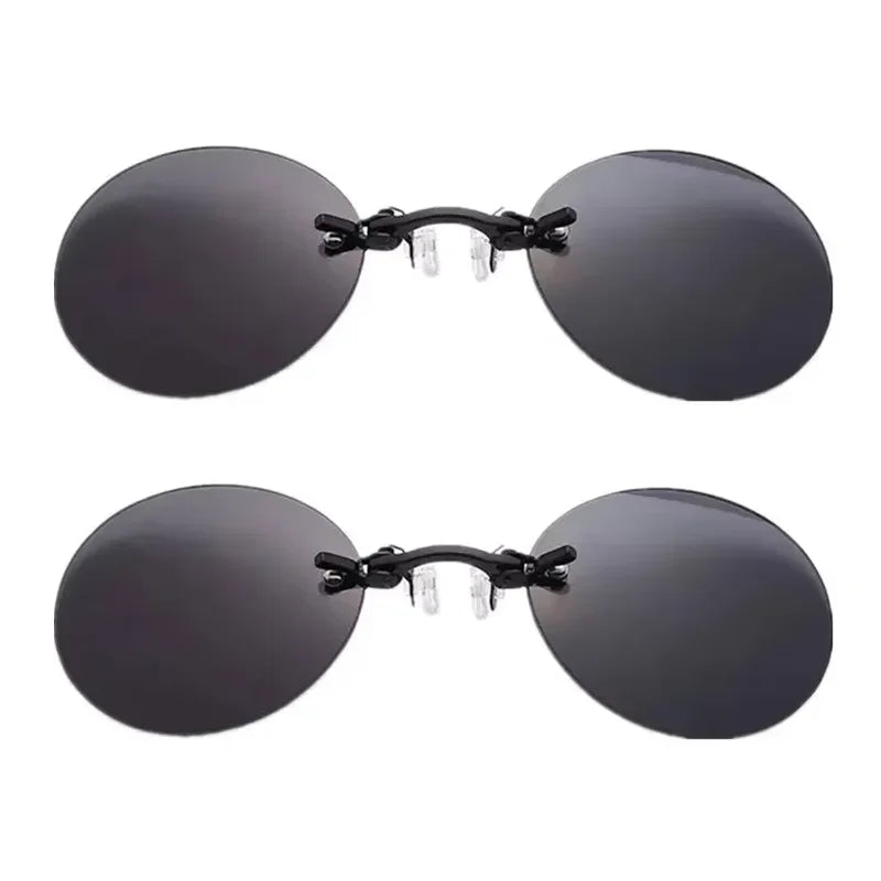 1-2PCS Clip On Nose Glasses Round Rimless Matrix Morpheus Sunglasses