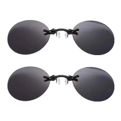 1-2PCS Clip On Nose Glasses Round Rimless Matrix Morpheus Sunglasses