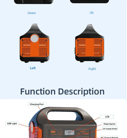 jsdsolar 300W 500W Portable Solar Power Station Generator 110V220V LED Light Emergency Solar Power Bank for Home Outdoor Camping