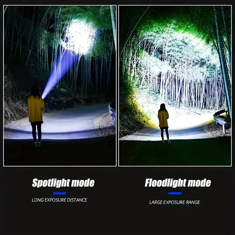 10000W Built-in Battery Flash Light Emergency Spotlights 9km 990000000LM 25000mah