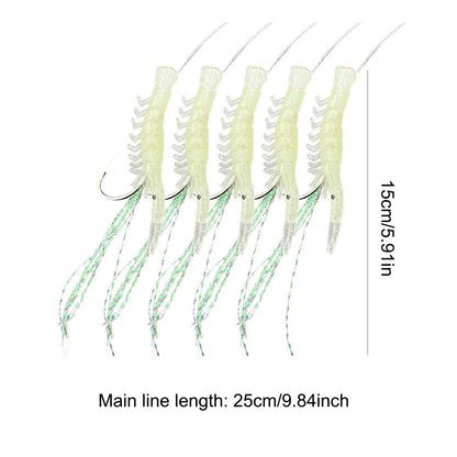 Luminous Shrimp Lure Set Shrimp Bait Hooks Shrimp Fishhooks Fishing Tackles for Sea Fishing