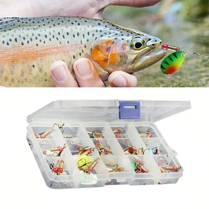 30pcs Metal Spoon Spinner Fishing Lure with Treble Hook Fishing Wobblers Artificial Bait for Freshwater and Saltwater