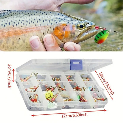 30pcs Metal Spoon Spinner Fishing Lure with Treble Hook Fishing Wobblers Artificial Bait for Freshwater and Saltwater