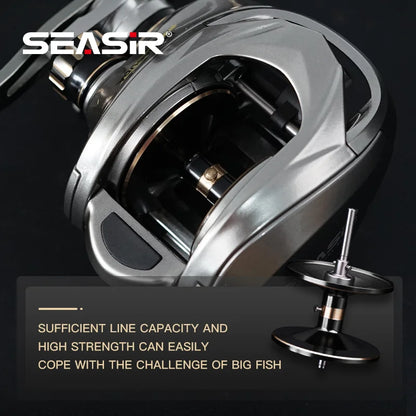 Seasir Megacuda Baitcasting Reel Drag 15KG Deep Spool 6.5:1 Aluminum Frame Carbon Side Double Handle