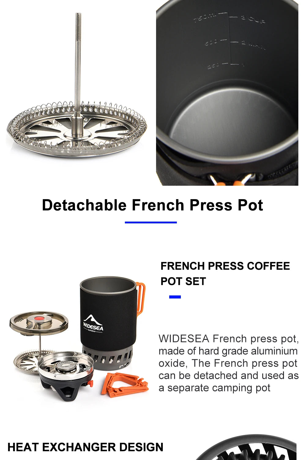 Widesea Camping Cooking System with Heat Exchanger Outdoor Gas Stove Burner