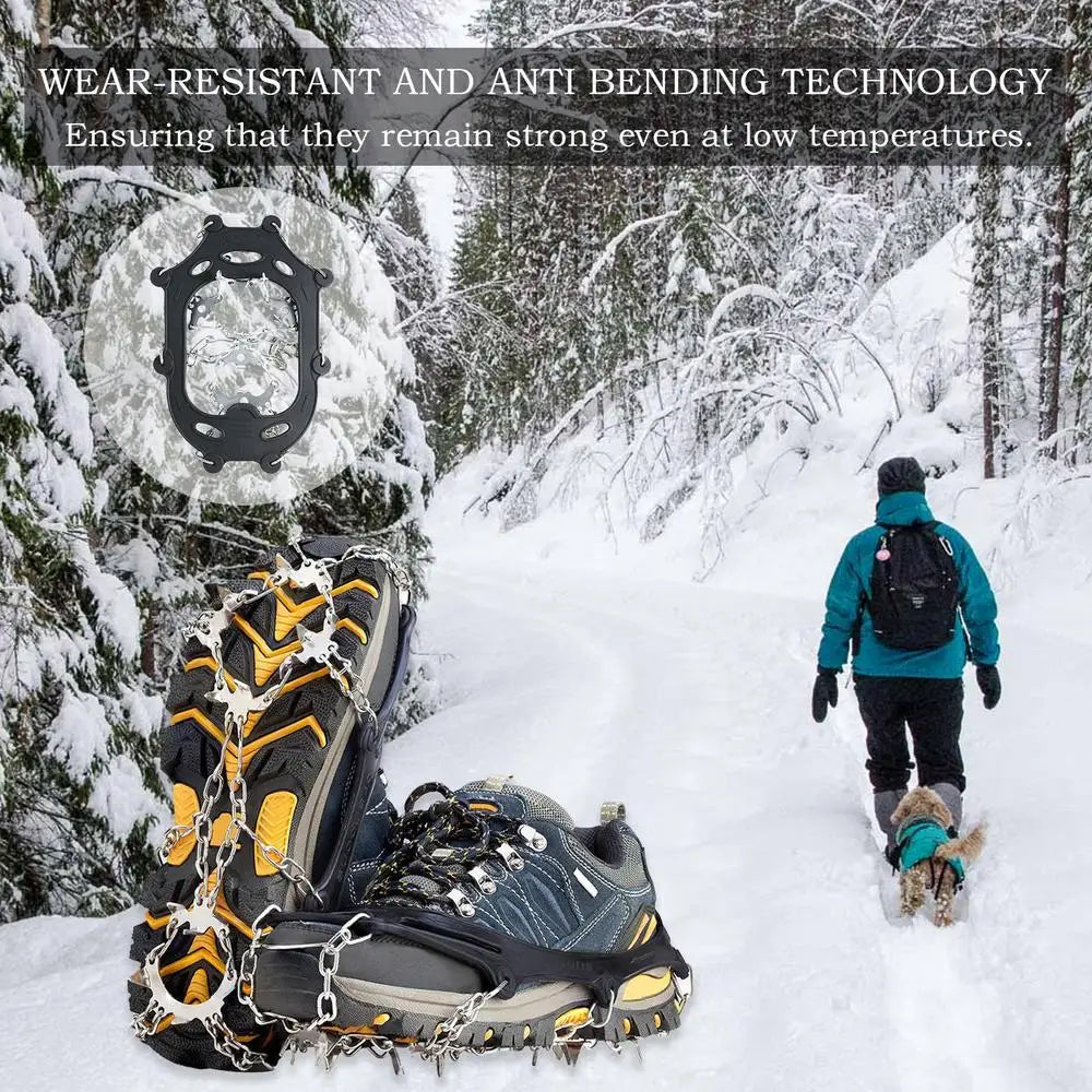 19 Teeth Steel Ice Gripper Spike for Shoes Anti Slip Climbing Hiking Snow Spikes Crampons Cleats Grips Boots Cover crampons
