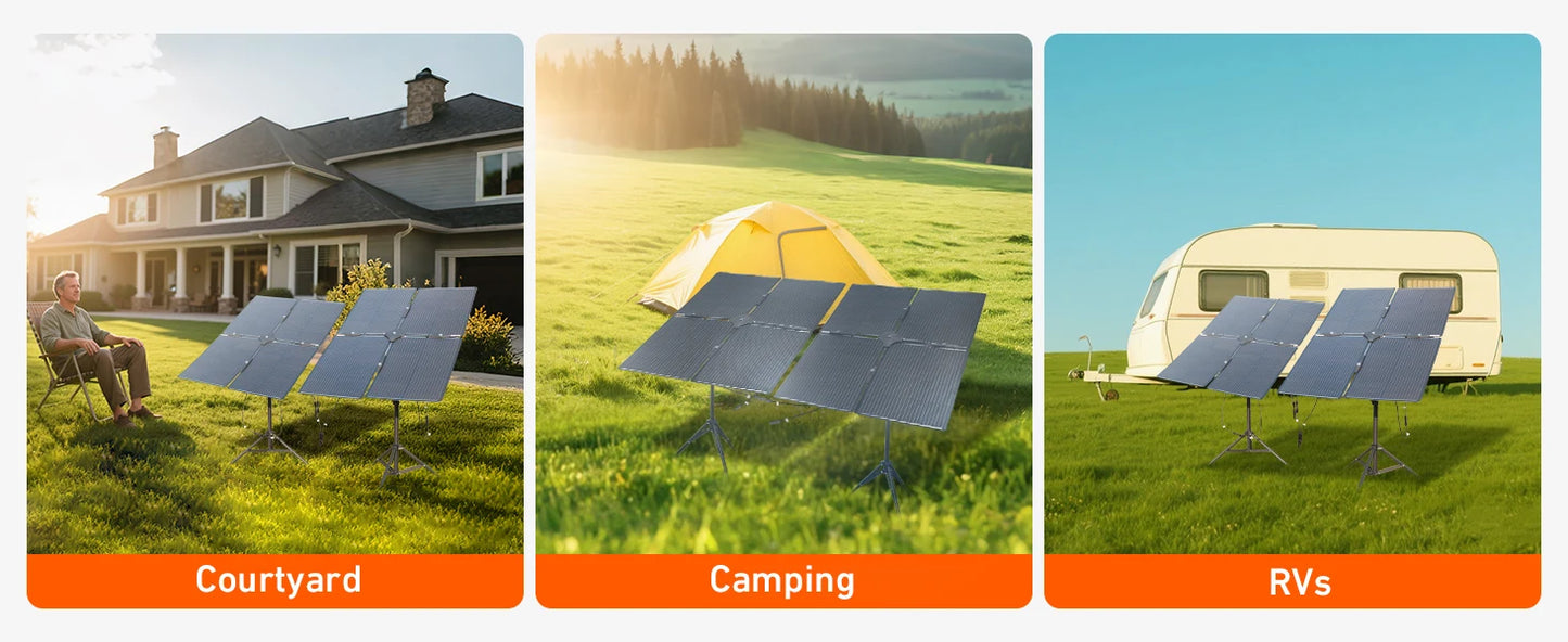 DOKIO 400W Portable Detachable & Adjustable Angle Blade Solar Panel Kit (8x50W)