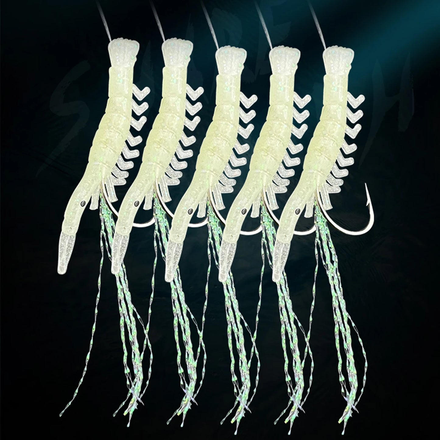 Luminous Shrimp Lure Set Shrimp Bait Hooks Shrimp Fishhooks Fishing Tackles for Sea Fishing