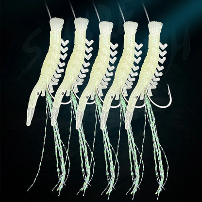 Luminous Shrimp Lure Set Shrimp Bait Hooks Shrimp Fishhooks Fishing Tackles for Sea Fishing