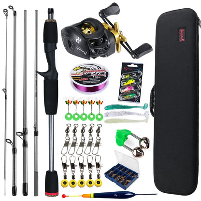 Sougayilang Baitcasting Fishing Rod and Reel Combo 5Section Fishing Rod and 7.2:1 Gear Ratio Reel Full Kit