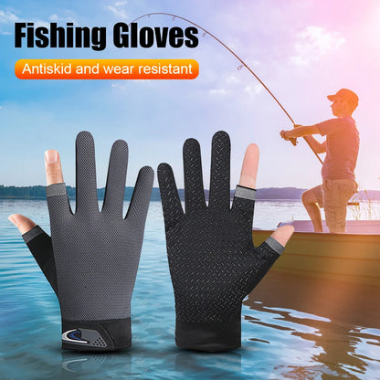 Winter Fishing Gloves 2 Cut Fingers Sport Cycling Mitten Men Women Breathable Anti-slip Antiskid Fishing Wear Outdoor Fishing