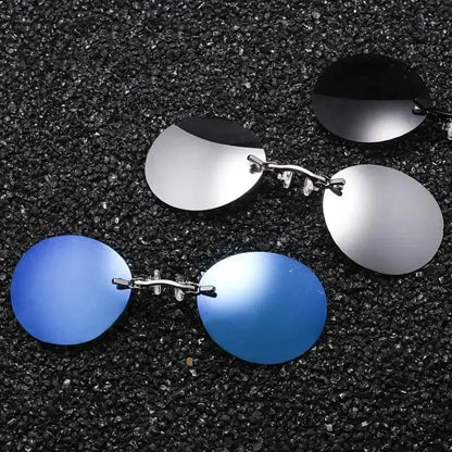 1-2PCS Clip On Nose Glasses Round Rimless Matrix Morpheus Sunglasses