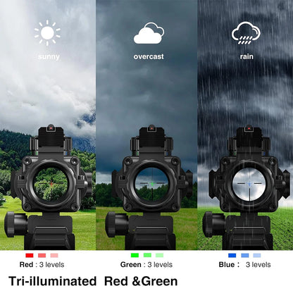 4x32 Tactical Riflescope with Fiber Optic Sight RGB Illuminated Reticle Prism with 20 mm Picatinny Rail