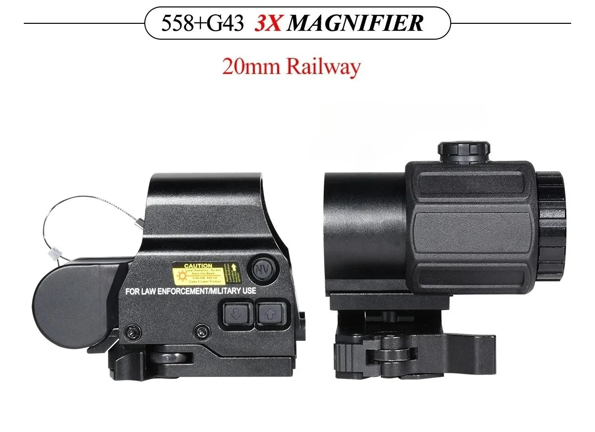 558 G33 Combo Hunting Holographic Sight Red Green Dot Reflex Tactical G43 G45 3X 5X Magnifier Sight Folding Side Flip Riflescope